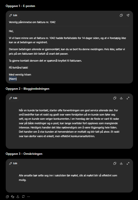Skjermbilde av ChatGPT sin purre-e-post på norsk